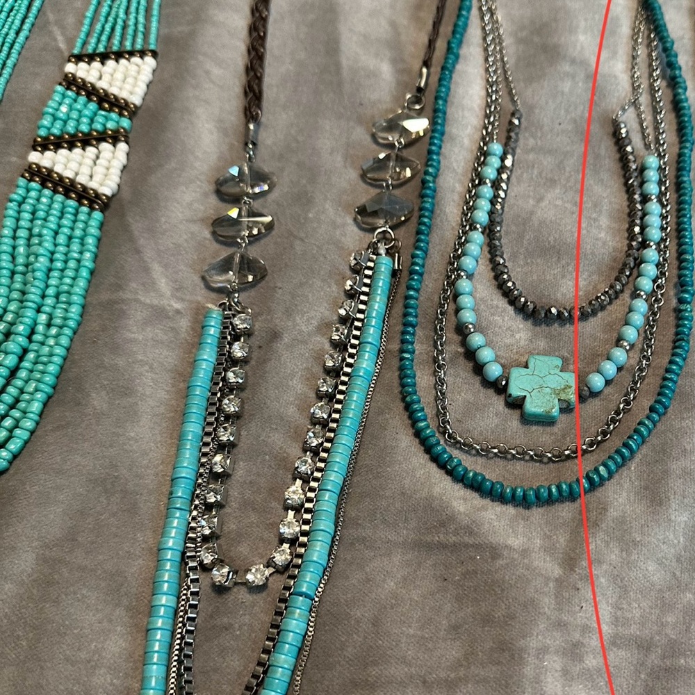 Turquoise & Leather layered necklace